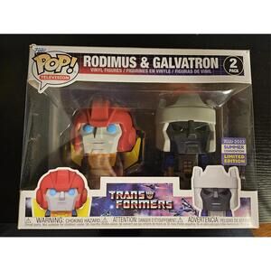 Funko Pop! Rodimus & Galvatron 2pack 2023 SDCC shared ex Transformers In Hand